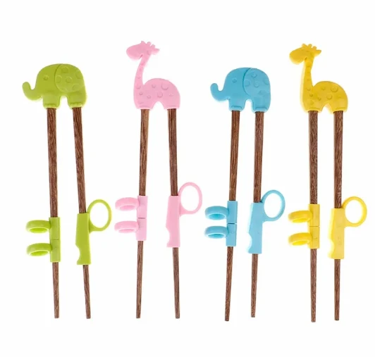 Cartoon Children Eat Training Chopsticks