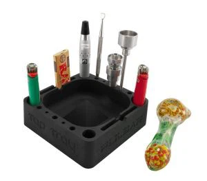 Ashtray Silicôn Du Premiwm Gyda Mewnosod Debowler