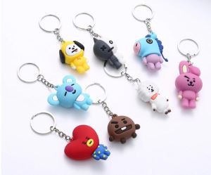 Anime Newydd 3D Pop Silicôn PVC Kpop Bts Keychain
