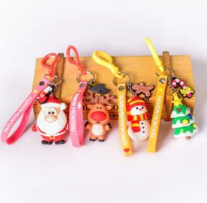 Silicone Santa PVC PVC Keychain Nadolig