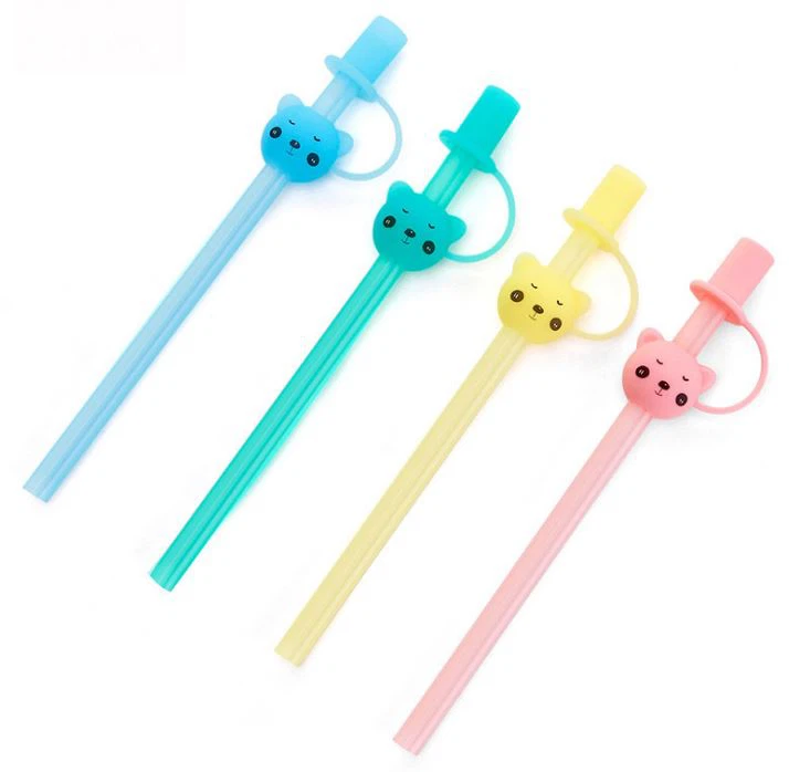 Gradd Bwyd Straws Cartŵn Silicôn Plant