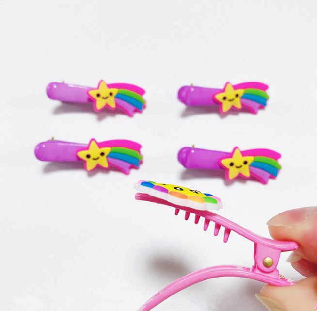 Cipiau Gwallt Cartwn DIY Plant a Chlipiau Gwallt Rwber PVC Meddal