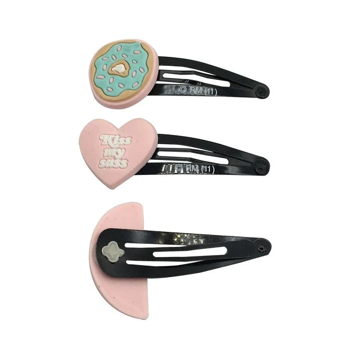 Soft Pvc Donut Shape Snap Hair Clips For Girls