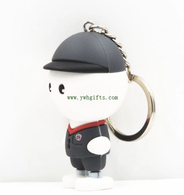 Black Hat PVC Doll Keychain Silicone Key Holder Keyring For Souvier Gift