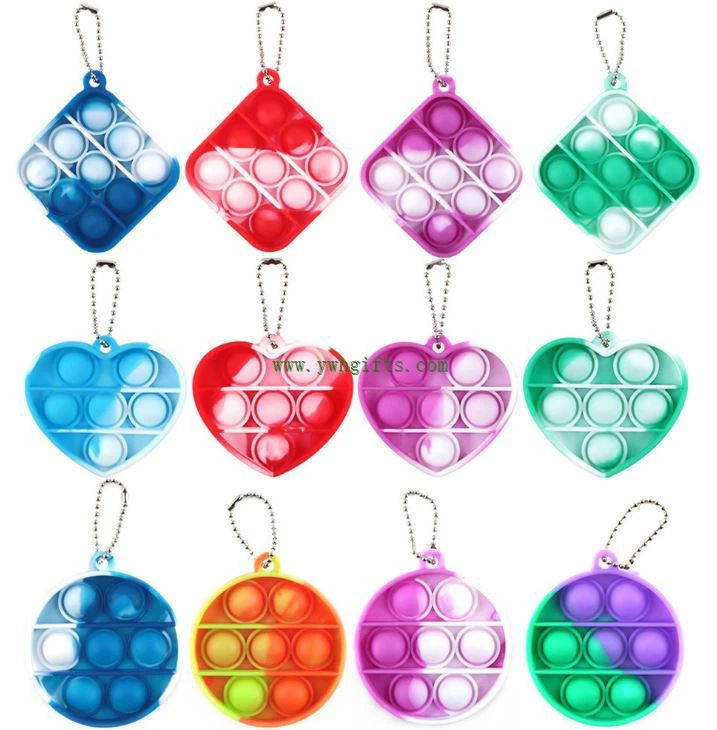 New Push Pop Bubble Fidget Silicone Bubble Decompression Toy Keychain