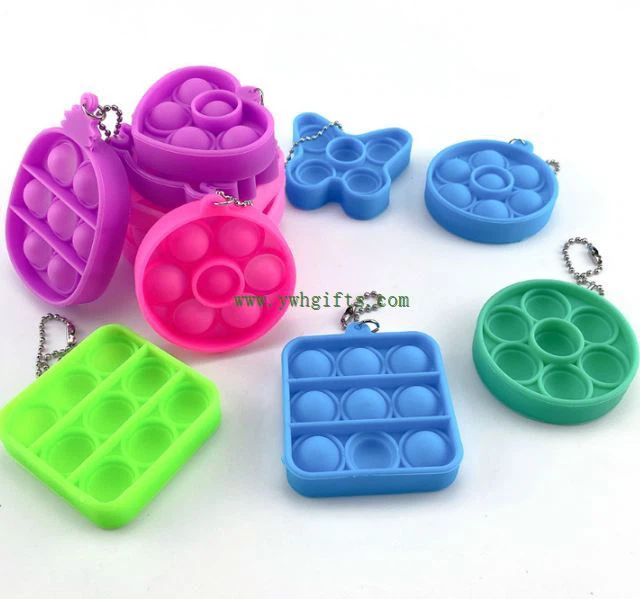 New Push Pop Bubble Fidget Silicone Bubble Decompression Toy Keychain