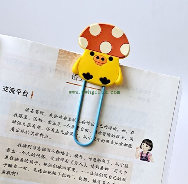 Promotion Gifts Cartoon 3D Pvc Bookmark Rubber Clip